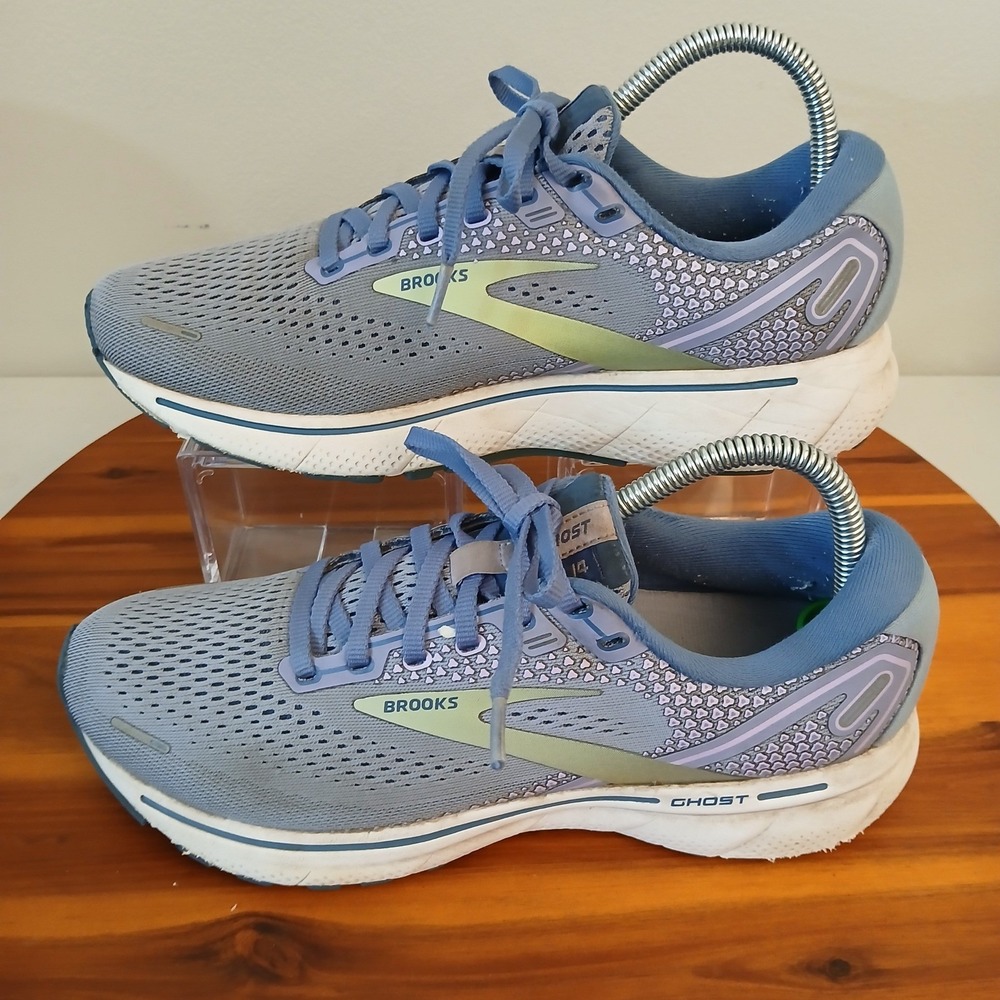 Brooks Ghost 14 Women 9 B Blue Grey Running Shoes Sneakers Training 1203561B544